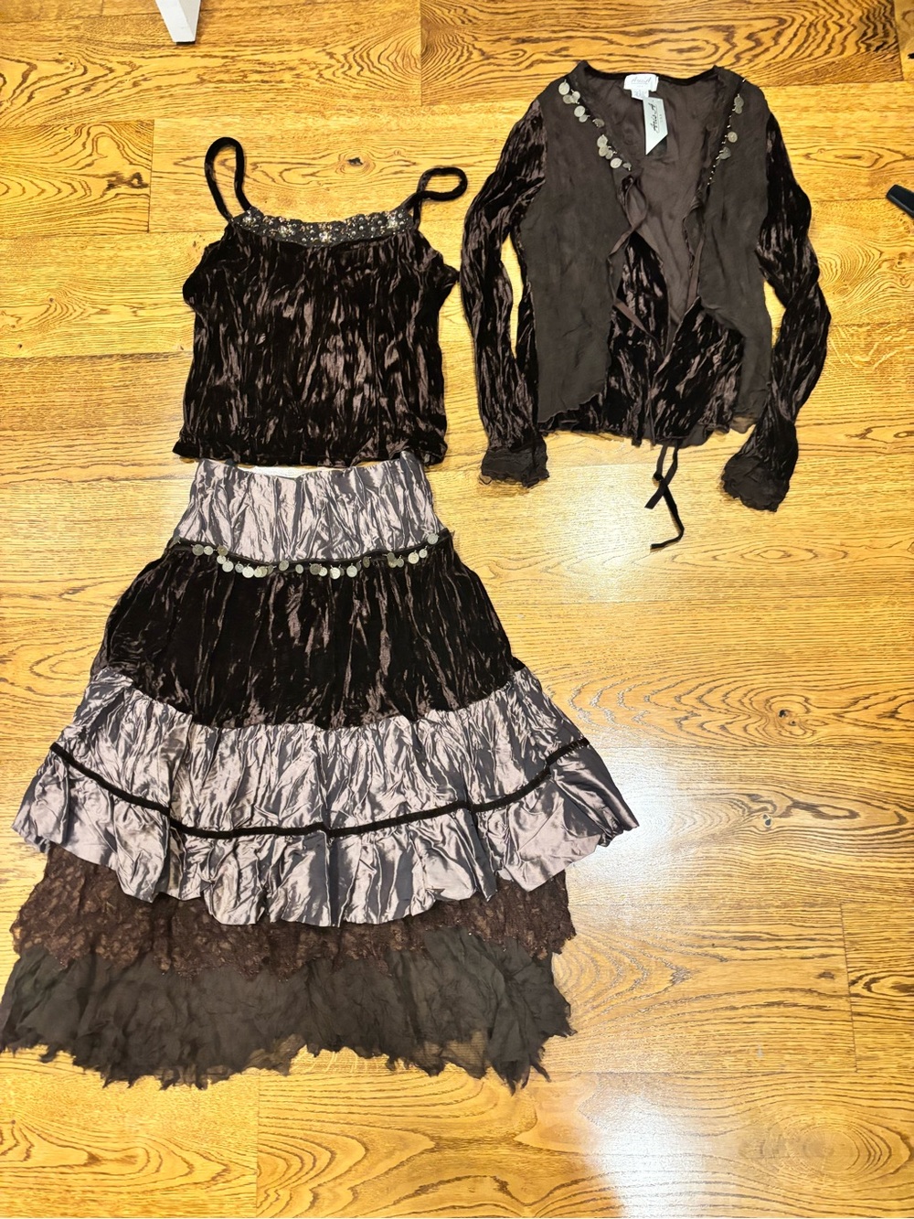 Rare NWT Vintage Ania A.USA 3 Piece Skirt Set with Shaw Grunge Fairy Size Small